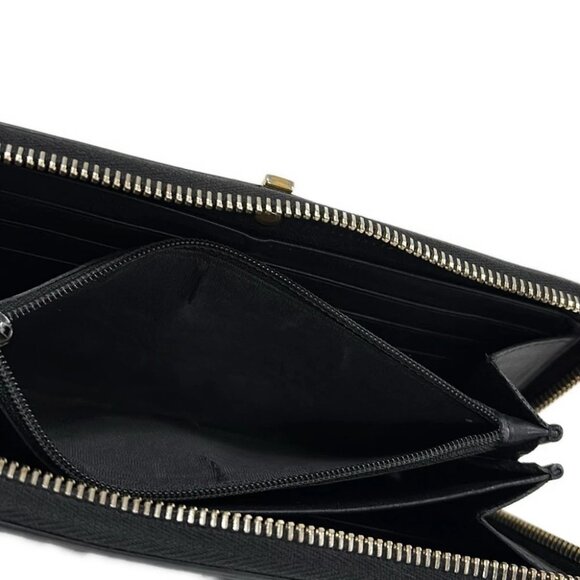 Auth SAINT LAURENT PARIS Y Line Black Leather Long Wallet - Picture 4 of 5